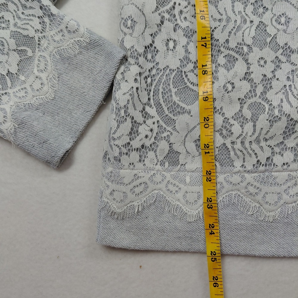 Soft Surroundings Grey White Floral Lace Overlay Zip Front Jacket XL - Picture 7 of 16